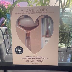 🦁 BeautyBio Rose Quartz Roller and Serum Set